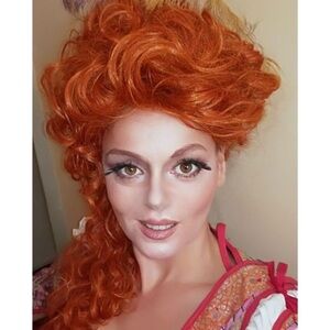 Vibrant Ginger Curly Costume Wig with Styled Volume
